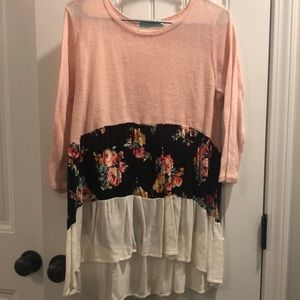 Floral color block top